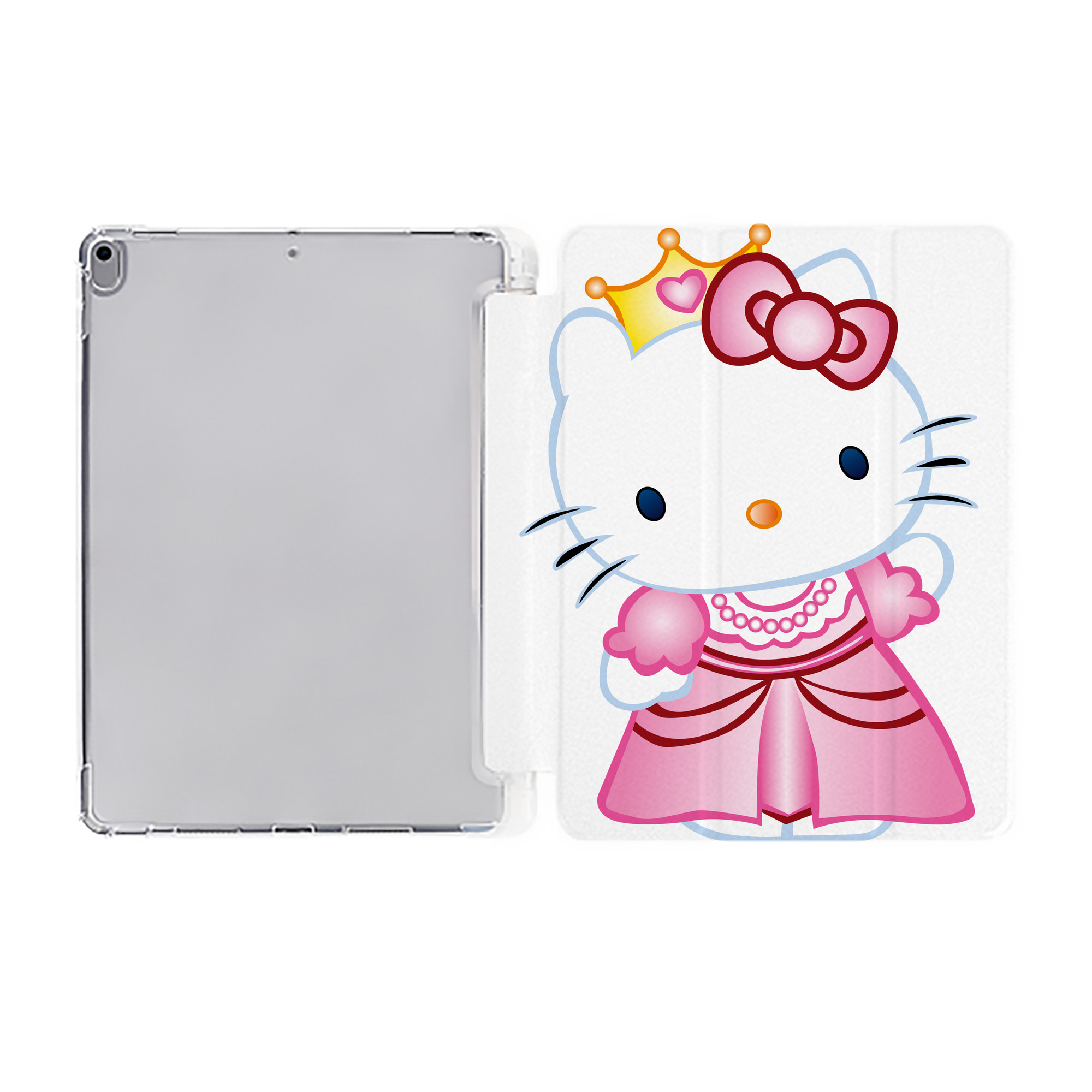 （画像用） Hello Kitty ハローキティ IPad ケース ペン収納付き 三つ折りスタンド PUレザー×シリコン 対応機種9.5/10.5/10.9インチ
